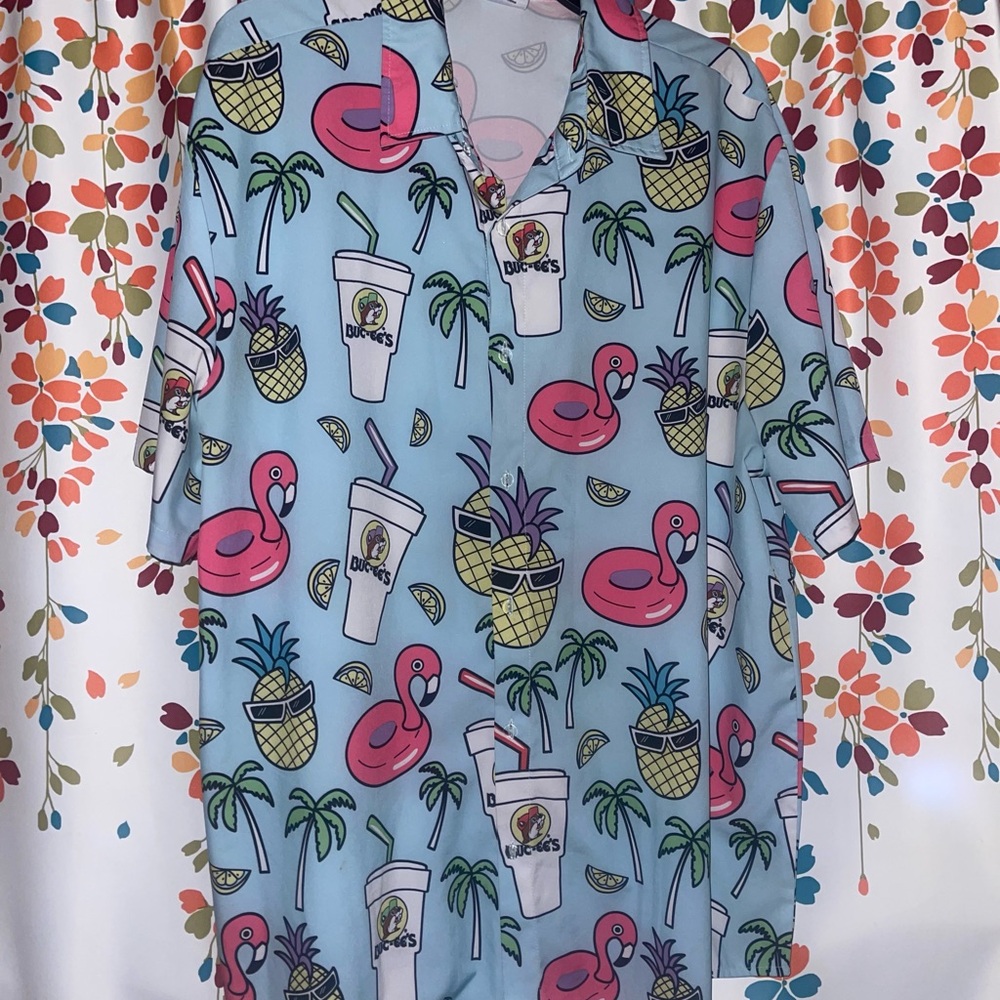 Men's Blue Flamingo Casual Button Down Shirt